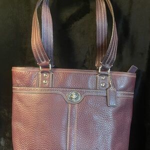Coach Rich Purple Pebbled Leather Shoulder Bag